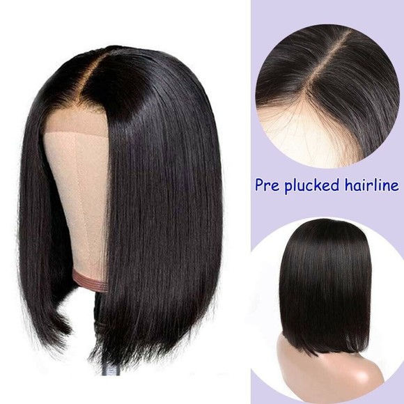 Re4U Accessories - 13x6 Straight Lace Front Wig Human Hair,  Re-stylable Black Hair Women (Re4U)